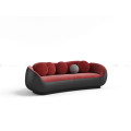 Sofá de asiento micro de 3 plazas negro y rojo