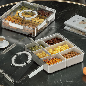 Multifunctional Square Dried Fruit Tray - Portable Living Room Snack Box