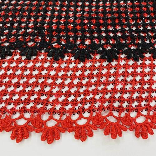 Circular Sector Scallop Sequins Guipure Embroidery Fabrics