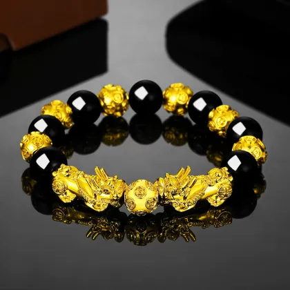 Stylish Gold-Plated Pi Yao Bracelet: A Fusion of Feng Shui Luck Attraction and Men's Fashion Accessory