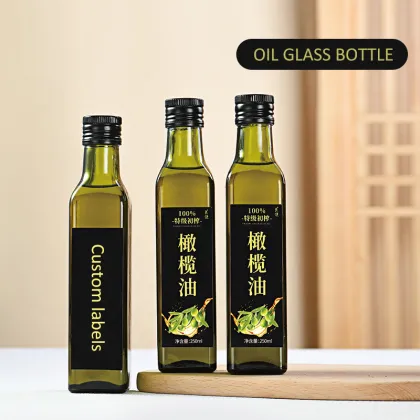 Food Grade Square Dark Green Olive Oil Bottle