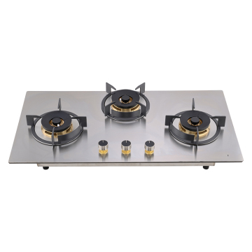 Reliable Quality Japanese Stainless Steel 3-Burner Propane Gas Stove with Automatic Ignition