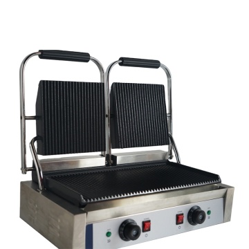 New Design Double Head Top Bottom Both Grooved Panini Grill Pan