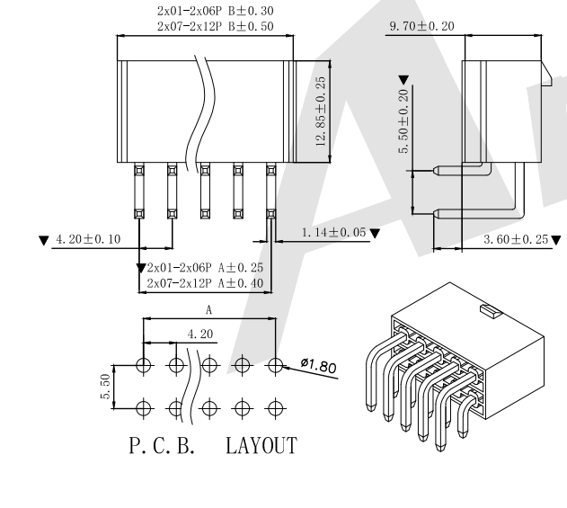 MX4.20mm 90°Wafer Connector Series AW4202R-2xNP-XXXX