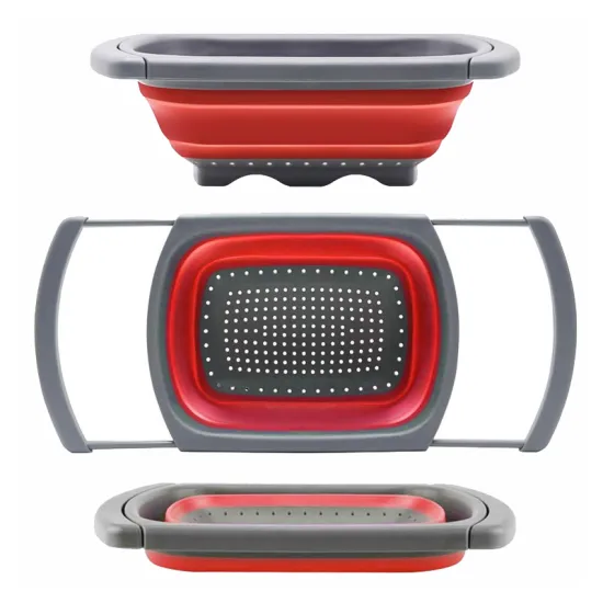 Foldable Kitchen Tools: Vegetable Washing Basket, Filet Drainer, and Skimmer Baskets with Long Handle