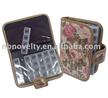 Travel Pocket Leather weekly Plastic Pill Box