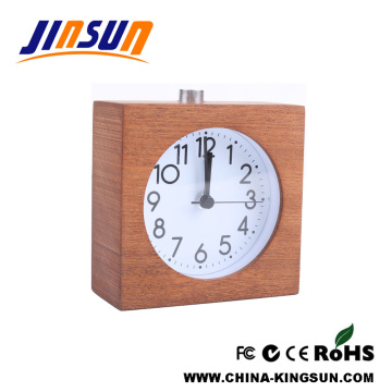 Dark Wood Desktop Quartz Clock Alarm With Snooze