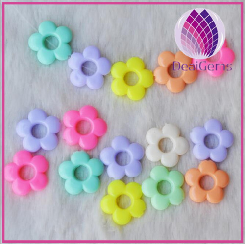 Acrylic beads, jewelry findings loose beads handmade beaded necklace round hole flower shape for children mixed colors