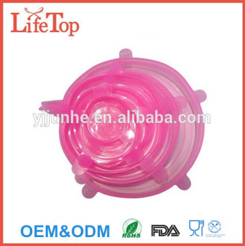 Non Spill Feature Food Safe 6-Piece Silicone Stretch Covers