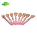 Utensílios de madeira de faia natural com alça de silicone