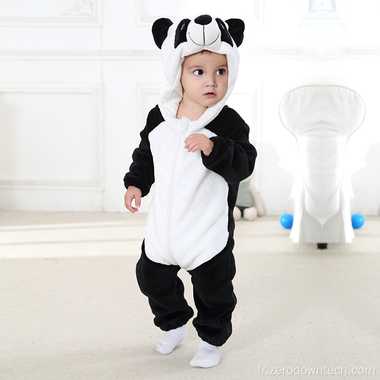 Coton Animal Mignon Panda Garçon Bébé Barboteuses À Capuche