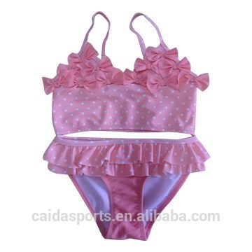 Lovely pink baby girl bikini with lace