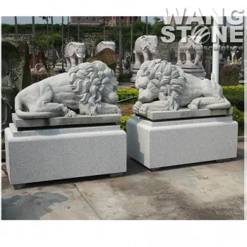Life Size Garden Animal Decoration Granite Lion Statue