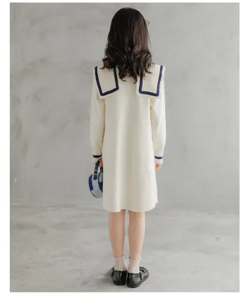 Girls' Preppy Knitted Dress Princess Dress