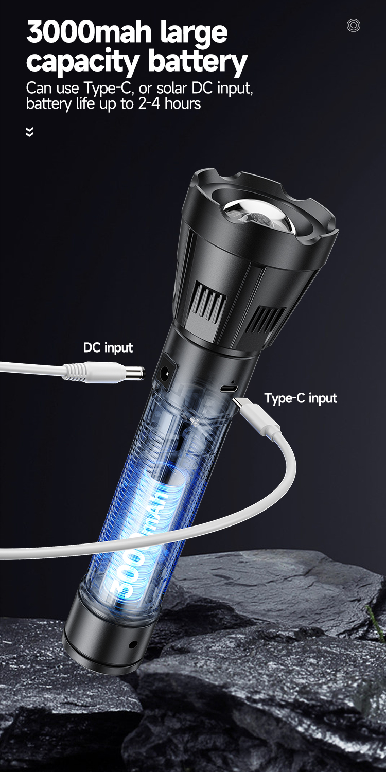 05-9192A-LED Super Bright Solar Charging Rechargeable Tactical Flashlight Torch
