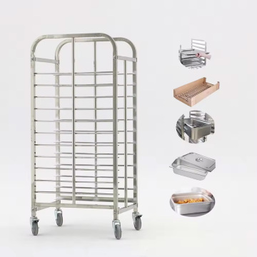 Stainless Steel Kitchen Restaurant Trolley with 15 Tiers and 32 Trays for Oven and Baking