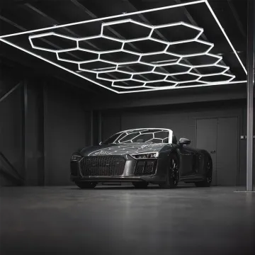 Garage Hexagrid LED Light - 110V-240V Honeycomb Hexagon Ceiling Lamp for Auto Detailing and Car Wash Stations (4.8x2.4M, 3x6M)