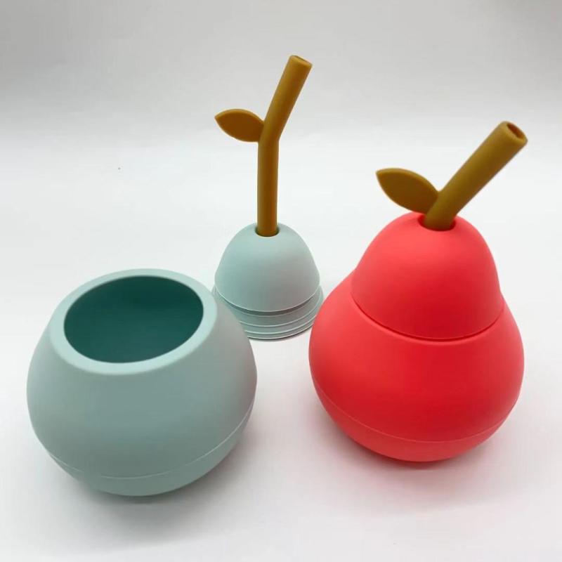 Silicone Pear - shaped Anti - slip Straw Cup