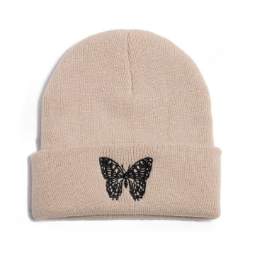 Bayanlar Kelebek Nakış Hafif Sıcak Kelepçe Beanie