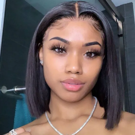 Megalook Transparent Full Lace Bob Human Hair Lace Frontal Wigs For Black Women