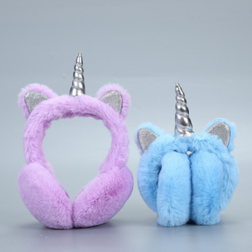 Warm Unicorn Headphones for Girls Winter Fur Ear Muffs For Women Winter Accessories Ear Cover Warmers Women Christmas Headband