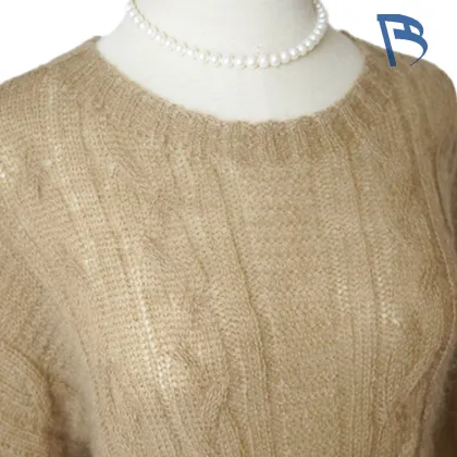 Trendy Camel Cable Knit Sweater