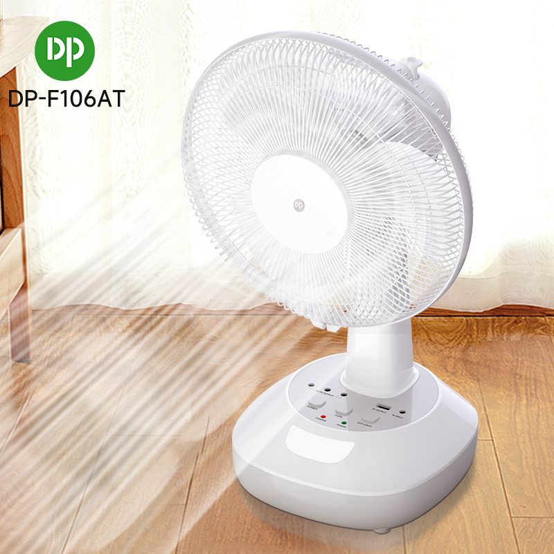 Rechargeable Pedestal Fan 12 inch Table Fan with LED Light