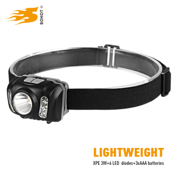 White red green light modes dry battery powered led headlight lightweight waterproof led headlamp for sports