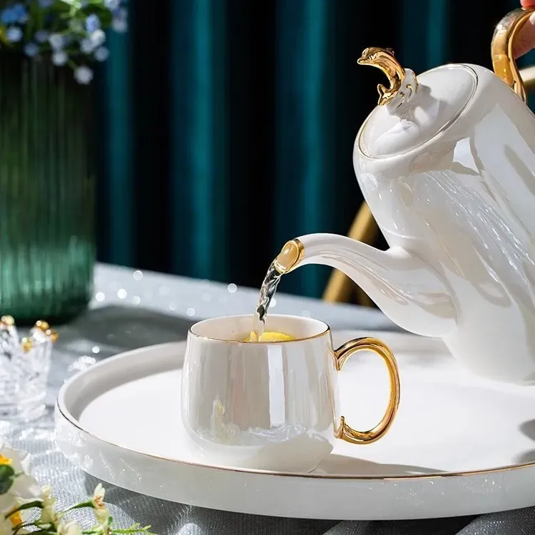 Nordic Phnom Penh Ceramic Coffee Tea Set with Tray