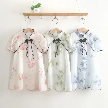 Summer Princess Qipao-Style Dress for Girls