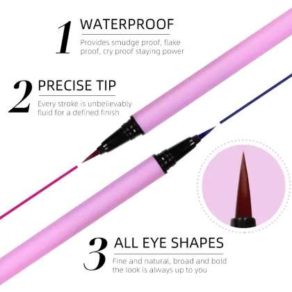 Pink Liquid Eyeliner Pen Eyeliner Makeup Brown Blue Black Colors Waterproof Customization Pink Liquid Eyeliner Pencil