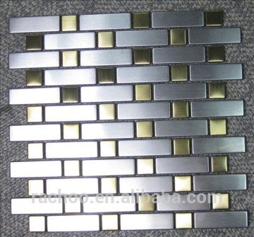 brushed silver and gold metal mosaic tile