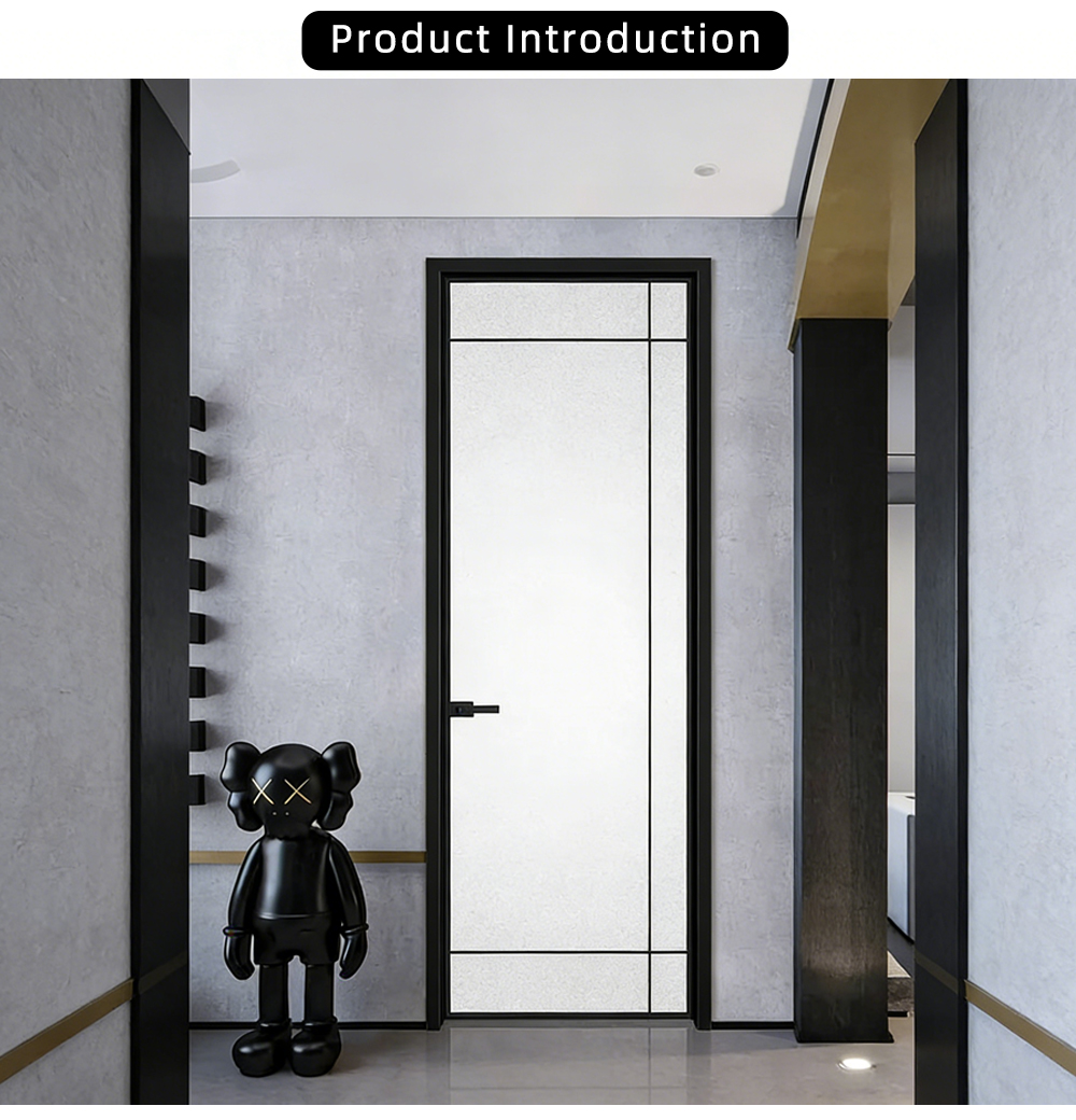 Modern Single Panel Grid Glass Hinged Door YJ-R028 X