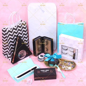 Custom Double-Layered Human Hair Magnetic Lash Kit with Ribbon Design Packaging Box