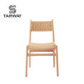 Wholesale Cheap Classic Hotel Banquet Restaurant Cafe Solid Wood Frame Woven Paper Cord Seat Rattan Dining Chair