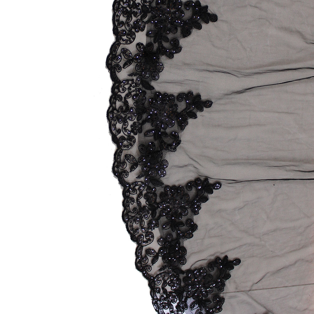 Real Photos Black Lace Wedding Veil One Layer 3 M Cathedral Long Bridal Veil with Comb Wedding Head Accessories