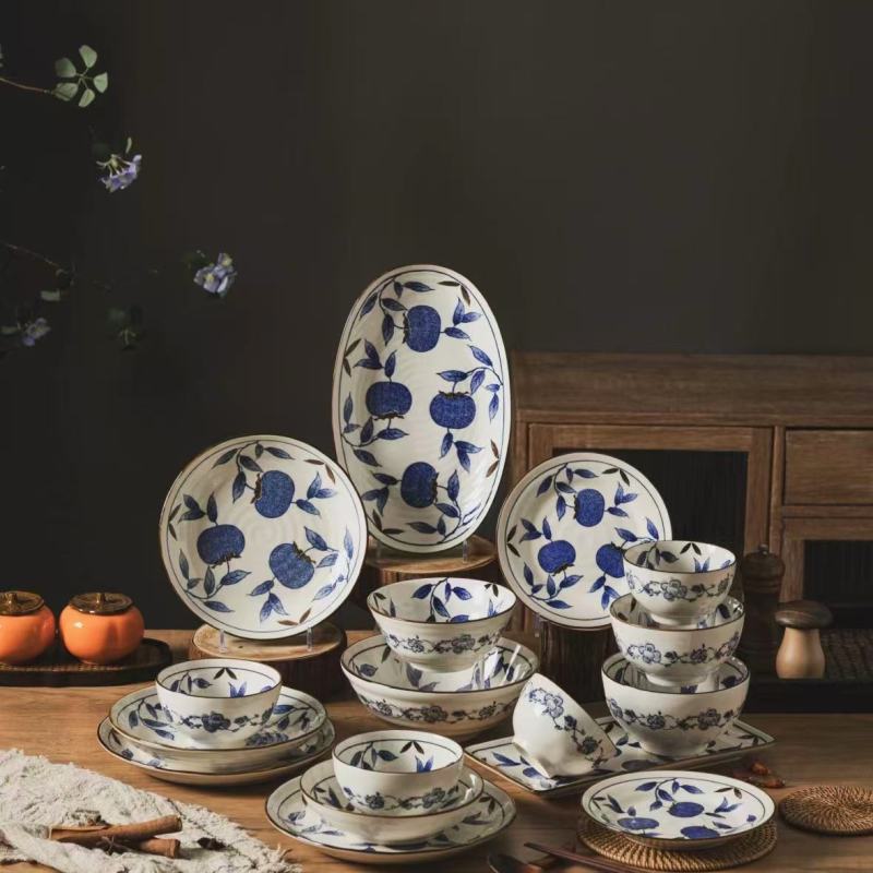 Blue and White Porcelain Asian Dinnerware Collection