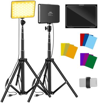 Flashshoot/Sutefoto USB LED Panel Lights 2-Pack dengan tripod stand yang dapat diperpanjang untuk fotografi studio dan pencahayaan videografi