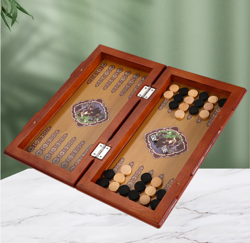 Portable 3-in-1 Wooden Folding Chess, Checkers, and Backgammon Game Set for Kids and Adults