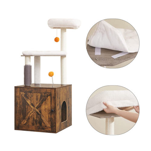 Cat Tree Tower With Litter Box Enclosure