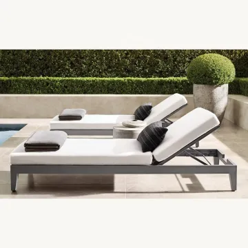Aluminum Sun Loungers for Hotel Garden and Pool - Outdoor Adjustable Black Loungers