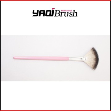 Pink wooden handle Fan makeup brush