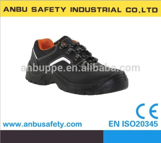 black anti-shock leather steel toe safety shoes
