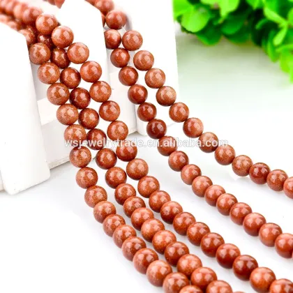 Natural Healing Red Brown Gold Golden Sandstone Gemstone Round Loose Beads