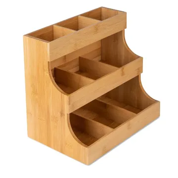 Portaoggetti per bustine di tè in bambù e legno