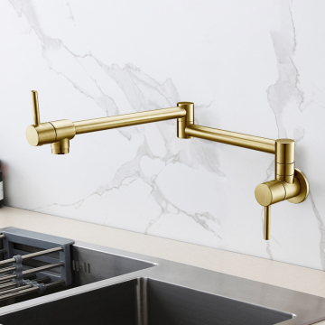 Black Stretchable Double Joint Swing Arm Wall Mount Pot Filler Faucet