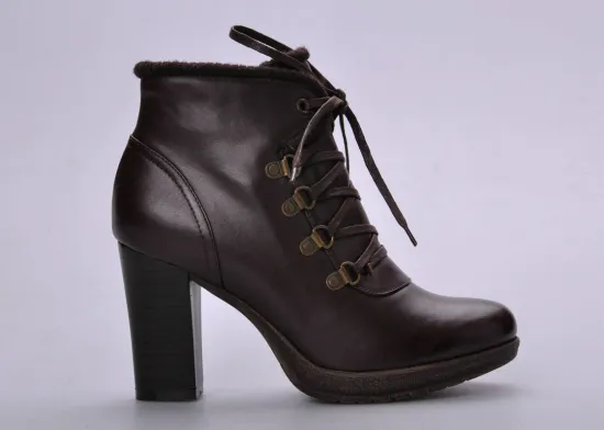 High Heel Black Ladies / Womens Booties Shoes With Lace Up