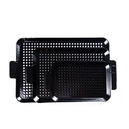 Outdoor camping cooking Barbecue Topper Seafood Grill pan Enamel bbq grill black non stick grill topper