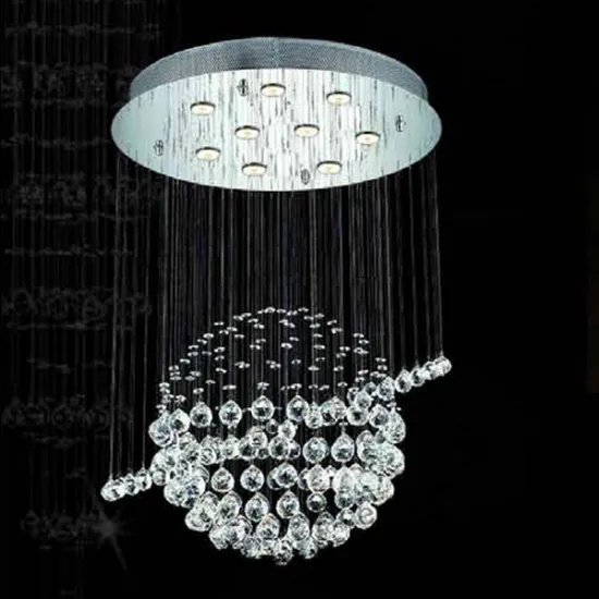 9 lights modern hanging fancy crystal wood beaded chandelier