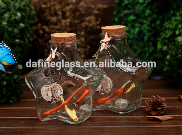 decorative five star gift wishing/trevi glass bottle /present glass jar with cork